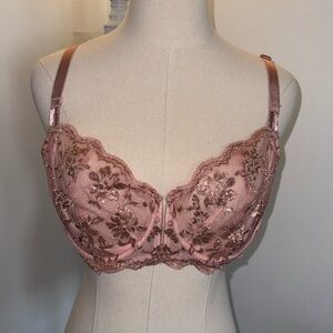 Victoria’s Secret 38DD Dream Angels Rose Push Up No Padding Gold Balconette Bra